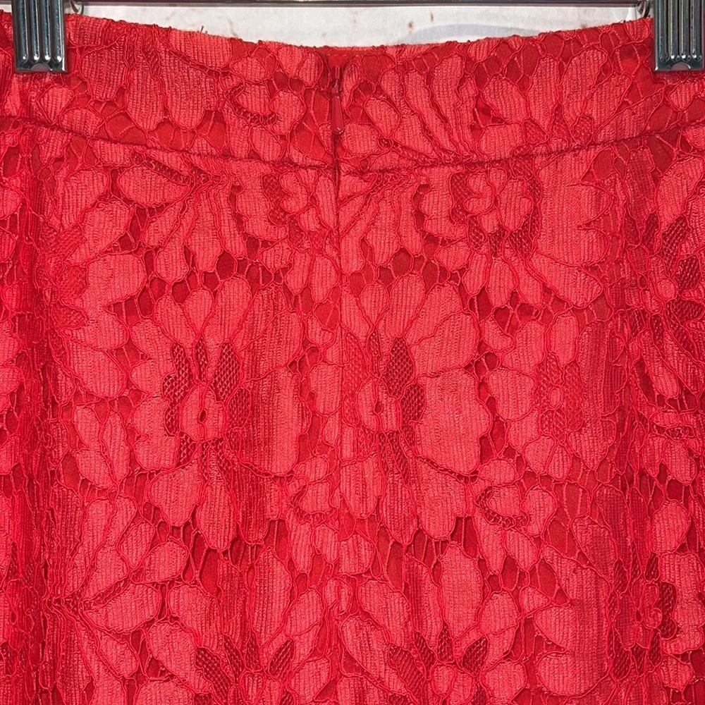 NWT Halogen 2 red bittersweet skirt lace overlay midi pencil back zipper